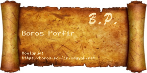 Boros Porfir névjegykártya